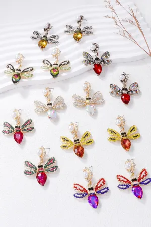 Bee Earrings - Vibrant Rhinestone Elegance | Unique Jewelry Statement