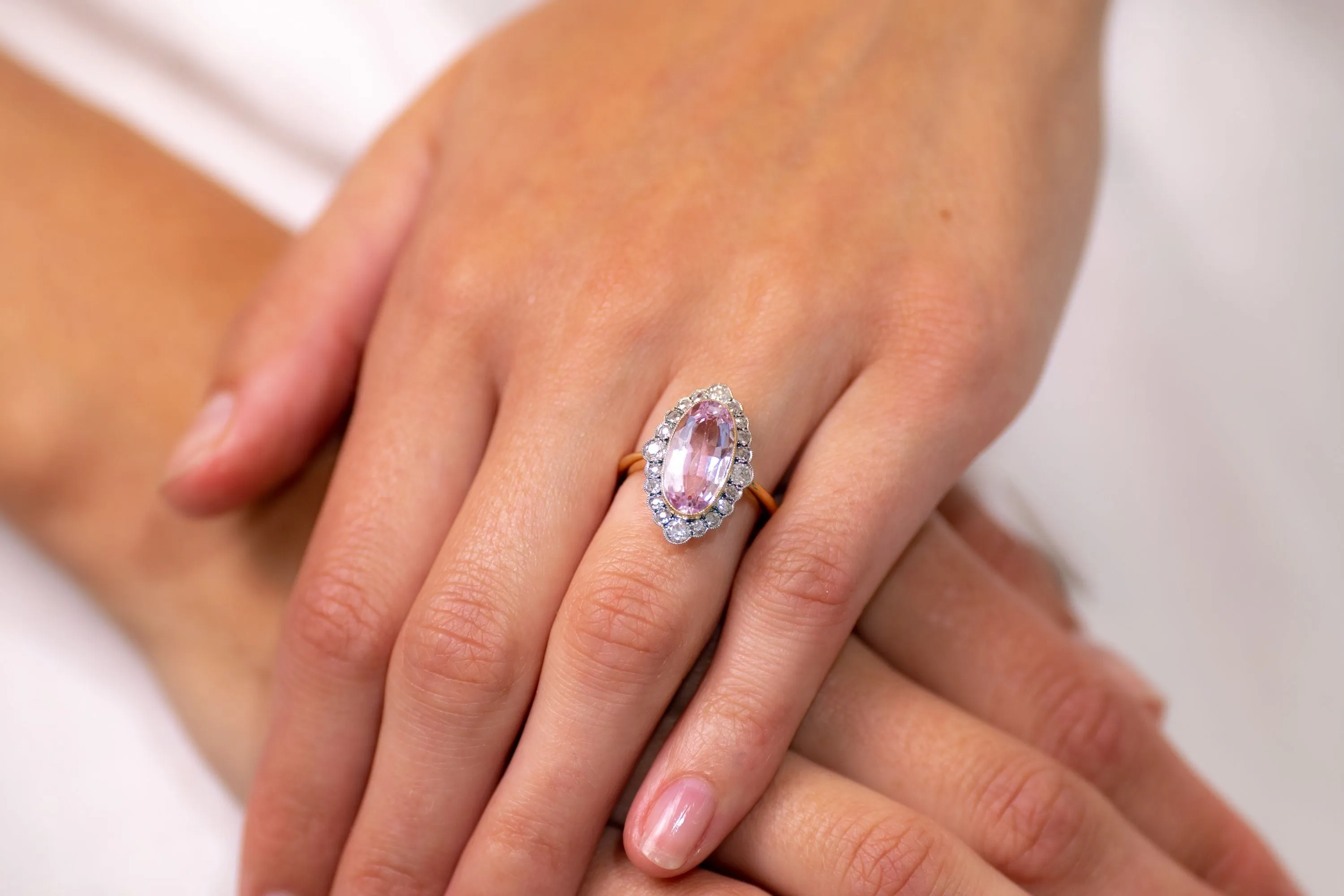 Belle Époque, 18ct gold, pink topaz and diamond ring