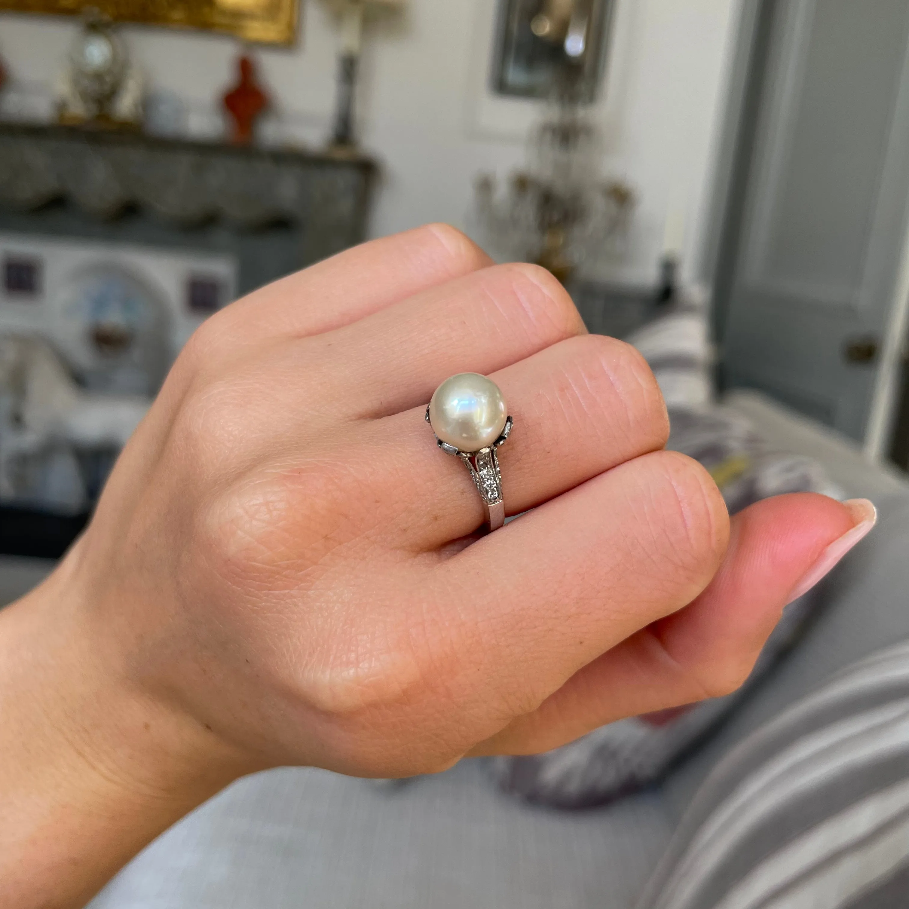 Belle Époque, natural pearl & diamond ring