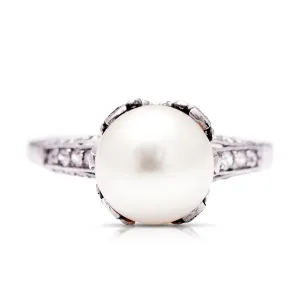 Belle Époque, natural pearl & diamond ring