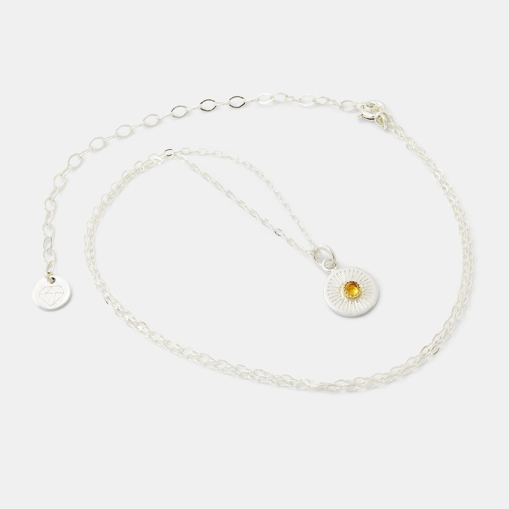 Birthstone Silver Pendant: Citrine