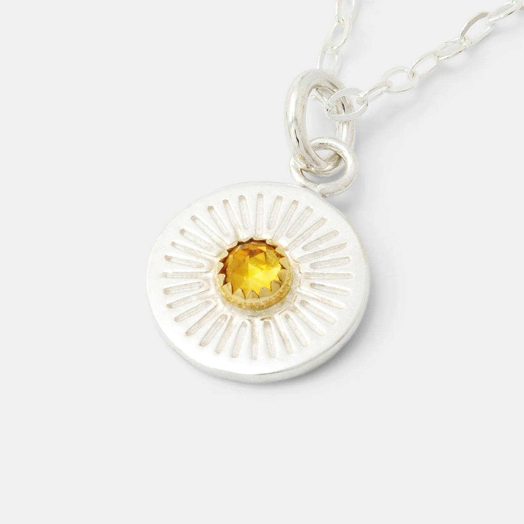 Birthstone Silver Pendant: Citrine