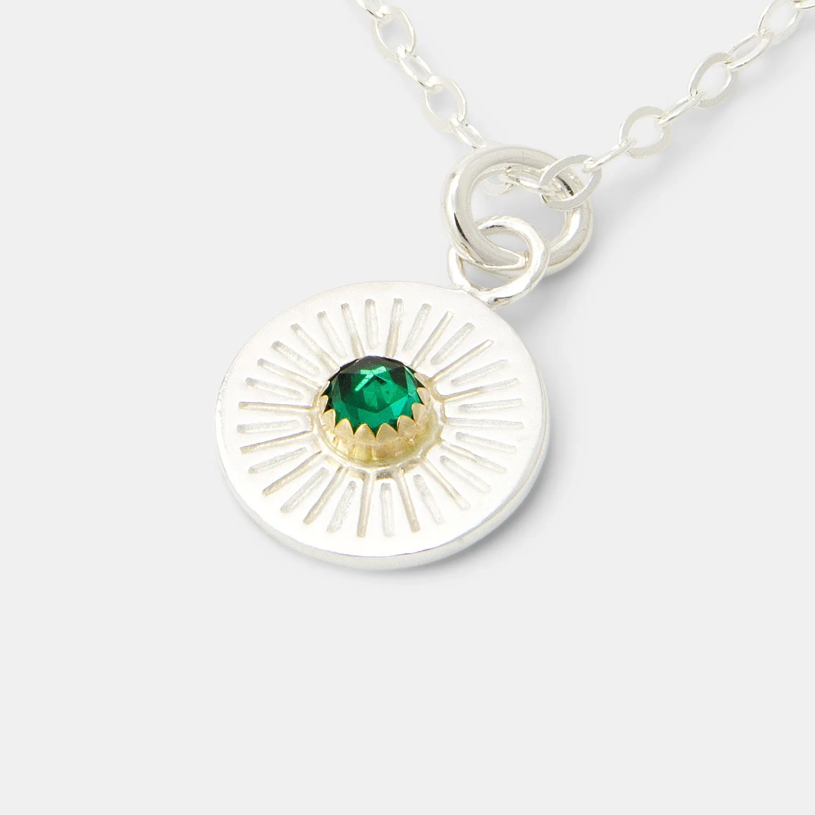 Birthstone Silver Pendant: Emerald