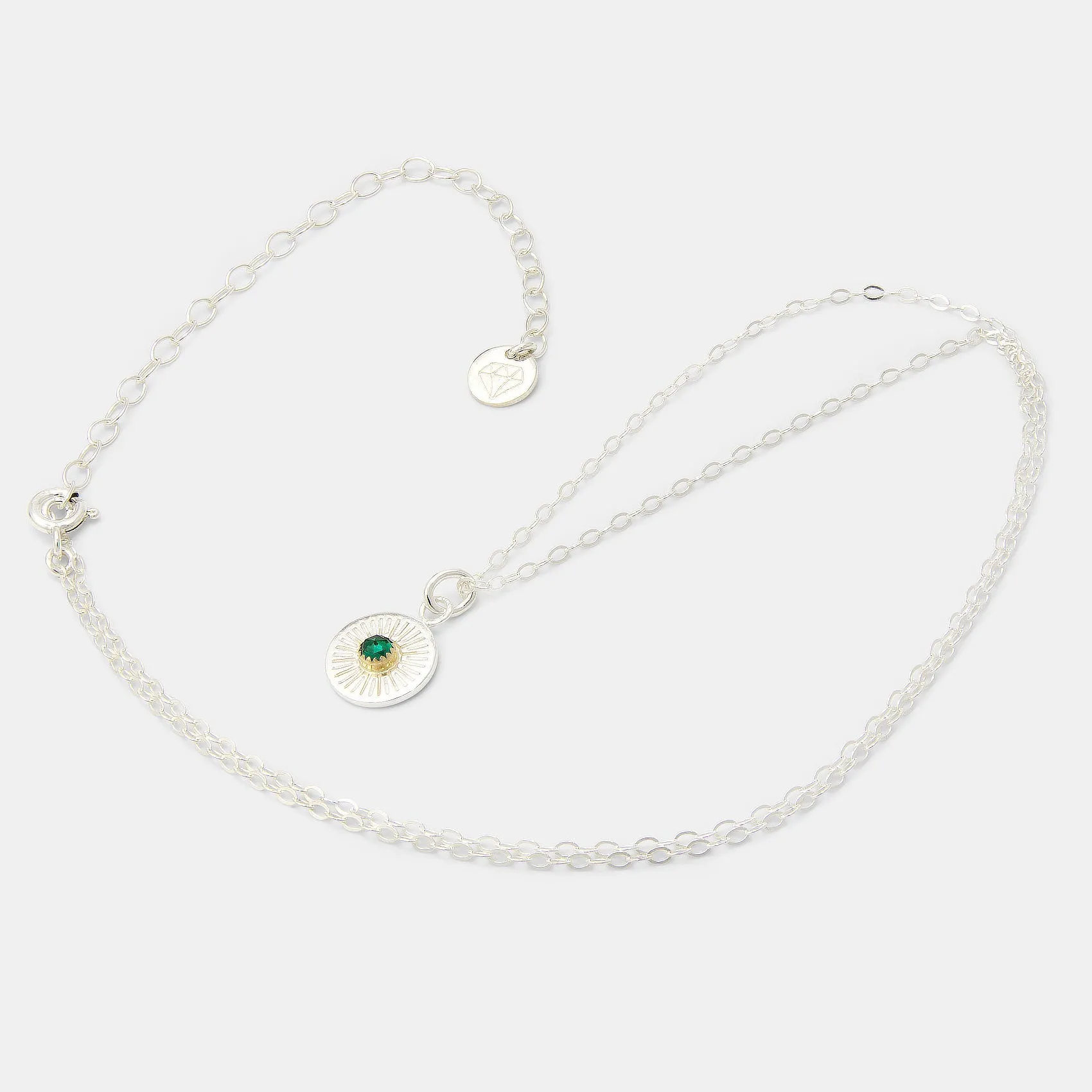 Birthstone Silver Pendant: Emerald
