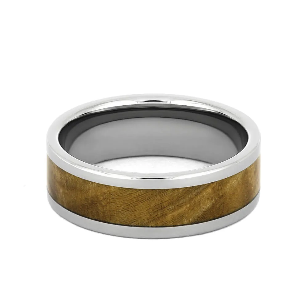 Black Ash Burl Wood Men's Wedding Band in Titanium-1523