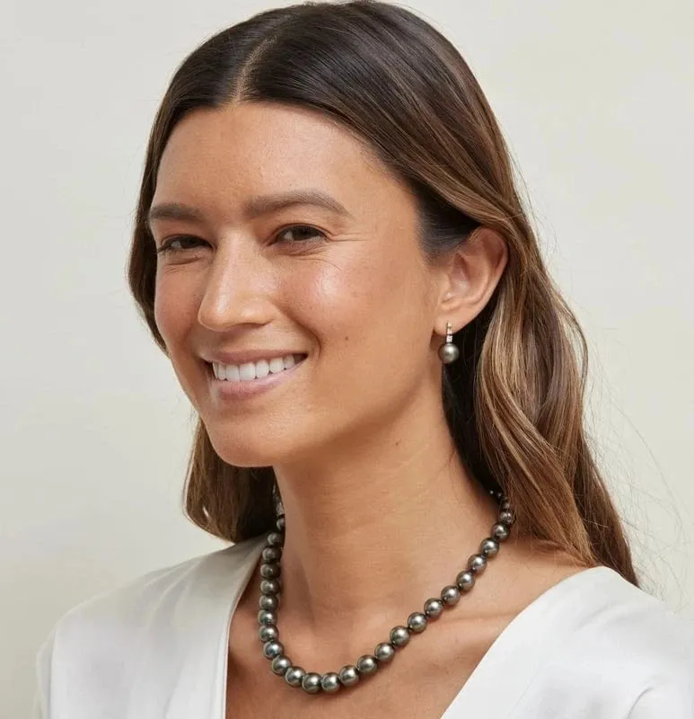 Black Tahitian Pearl Necklace, 9.0-11.0mm - AAA Quality