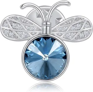 Blue Bee Pin. Platinum-plated Brass, Inlaid with Cubic Zirconia and Austrian Crystal. Power Brooches for Women. Expresses Your Strong Career Ambition.