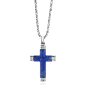 Blue Lapis Cross Pendant | Italgem Steel