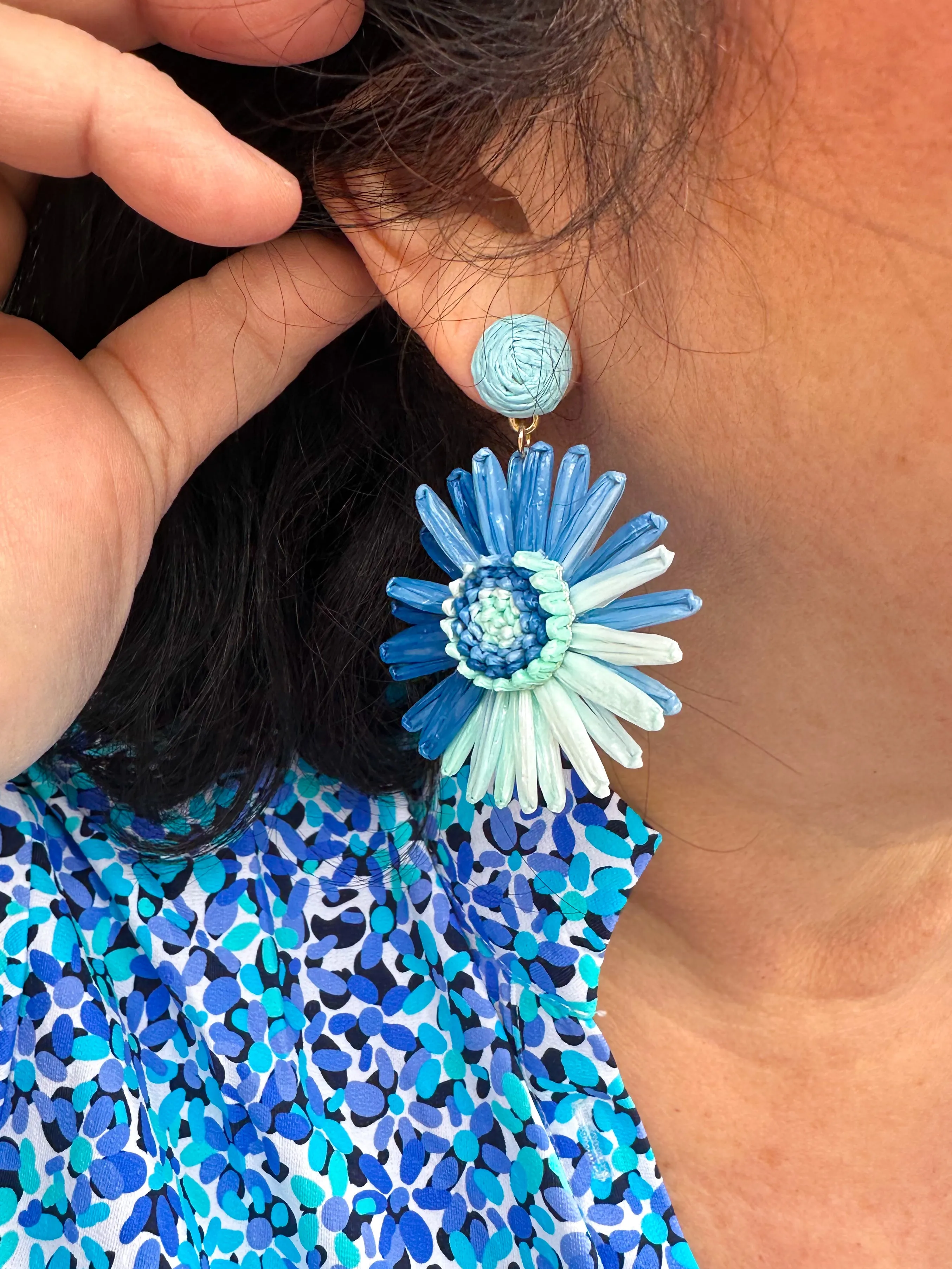 Blue Ombre Flower Earrings