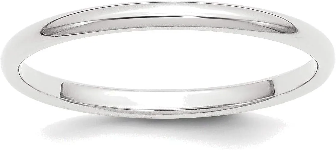 Bonyak Jewelry Platinum 2mm Half Round Wedding Band Size 8.5 Breathtaking