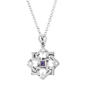 Boudicca Pendant - Woven Amethyst CZ Square