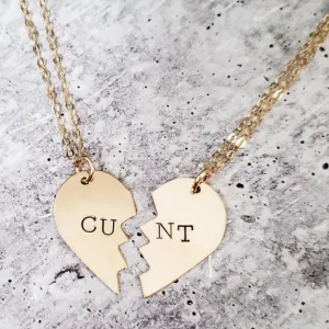 BRASS Broken Hearts Friendship Necklace CUNT