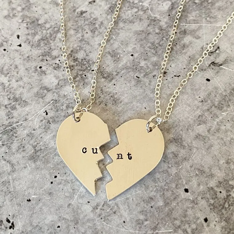 BRASS Broken Hearts Friendship Necklace CUNT