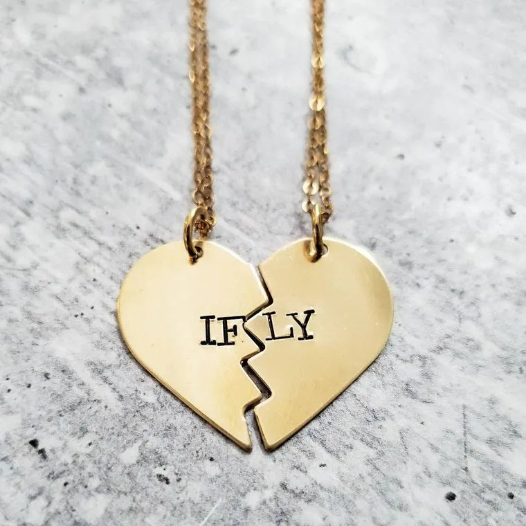 BRASS Broken Hearts Friendship Necklace CUNT
