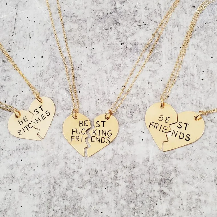 BRASS Broken Hearts Friendship Necklace CUNT