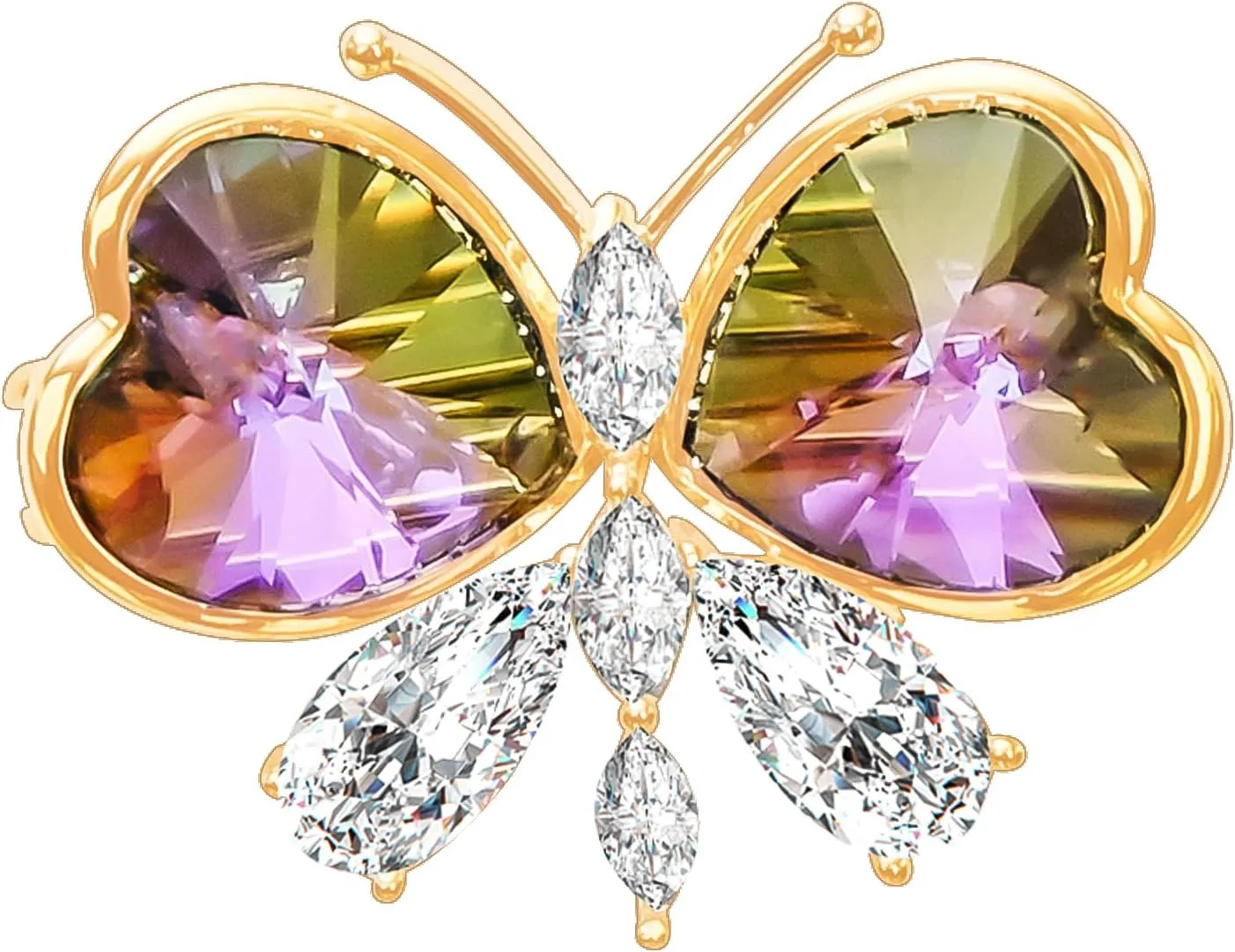 Brooches For Women,14k Gold Plated Copper,Crystal Brooch,Love Brooch,Heart Brooches,Brooches Pin for Birthday, Christmas,Valentines, Wedding Parties, Anniversaries,Butterfly Broach