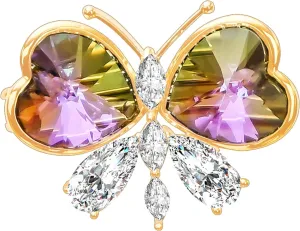 Brooches For Women,14k Gold Plated Copper,Crystal Brooch,Love Brooch,Heart Brooches,Brooches Pin for Birthday, Christmas,Valentines, Wedding Parties, Anniversaries,Butterfly Broach