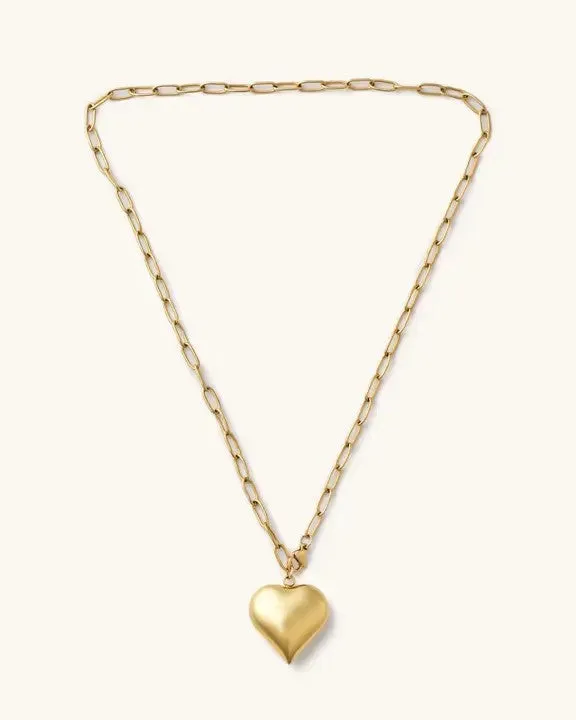 Bubble Heart Chain Necklace - Gold