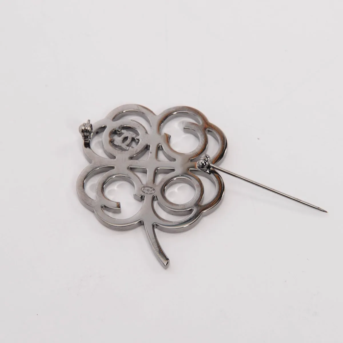 Chanel Pink Crystal CC Clover Brooch