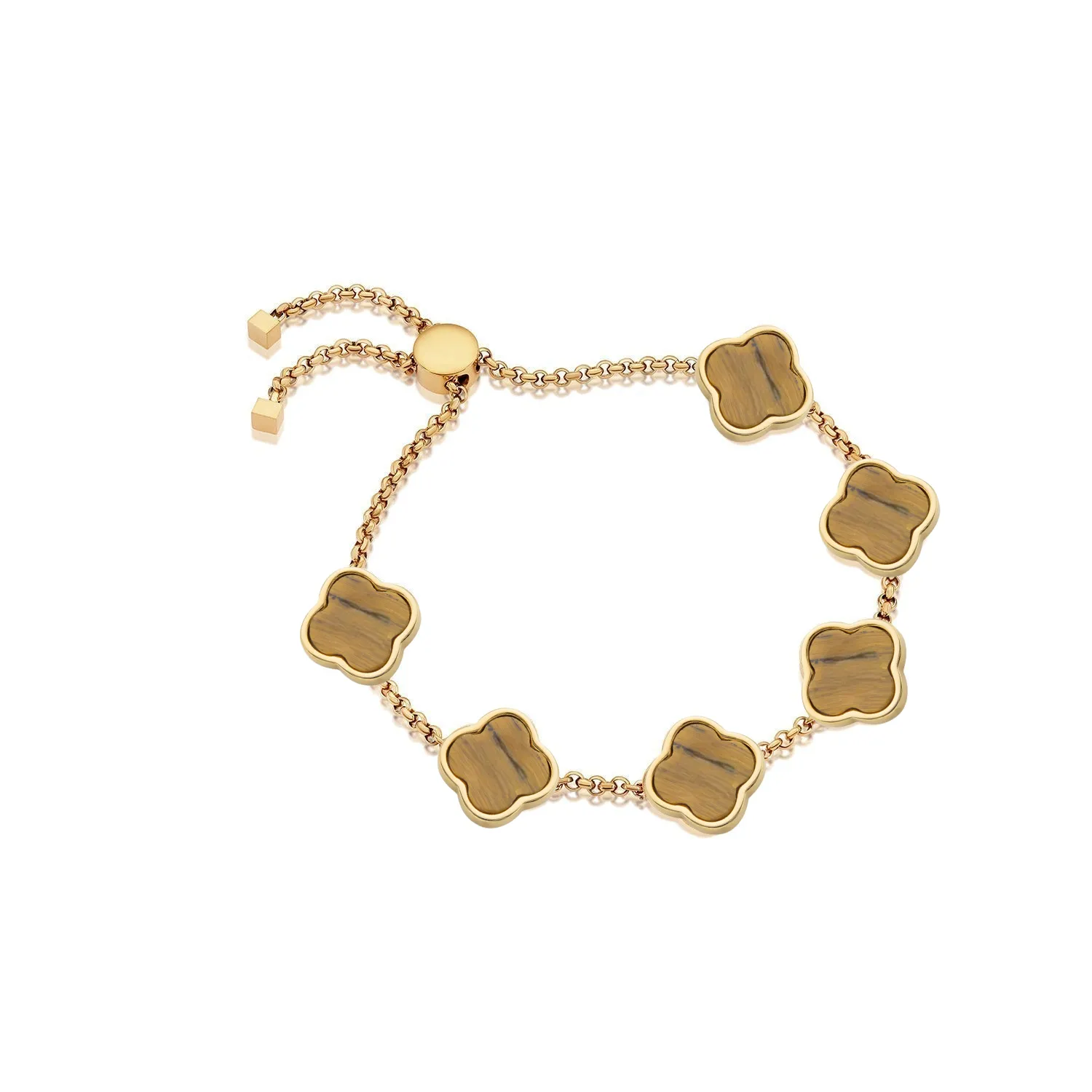 Clover Custom Name Bracelet (Gold)