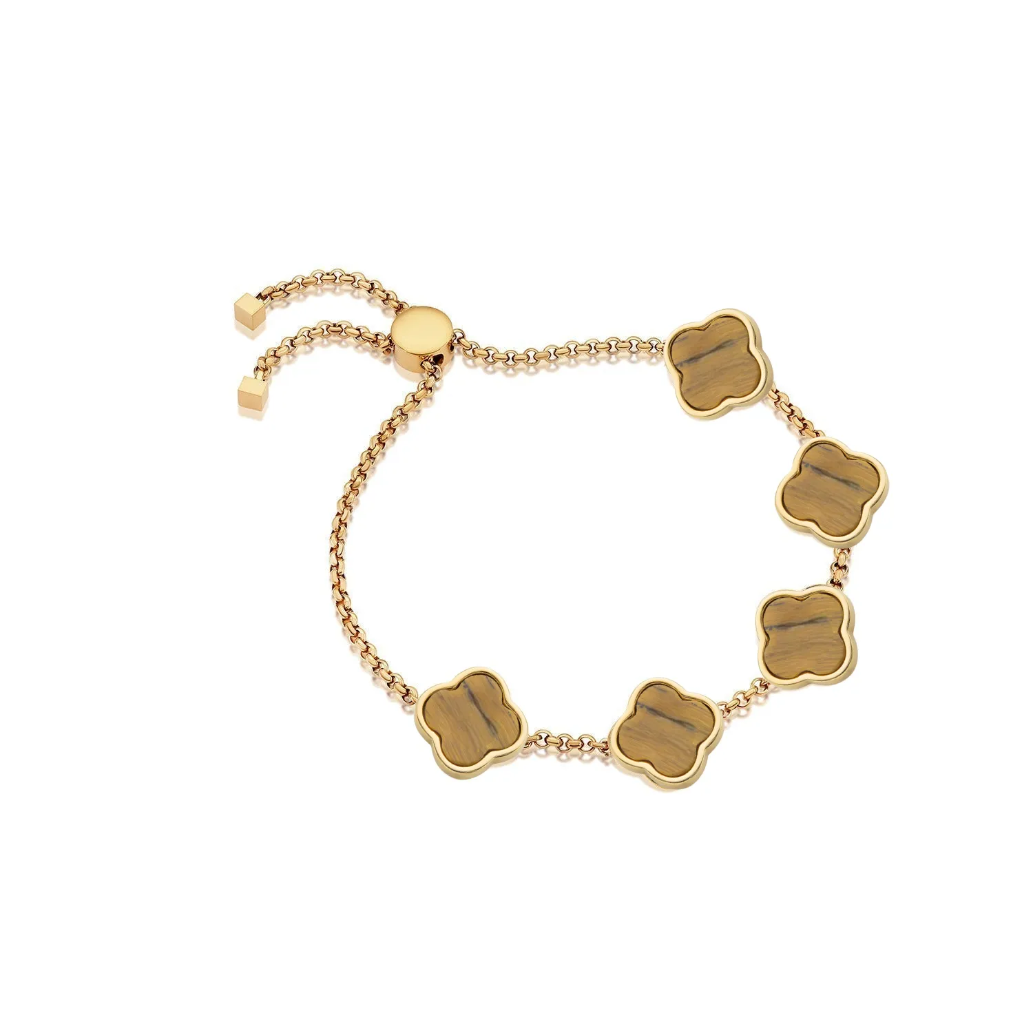Clover Custom Name Bracelet (Gold)