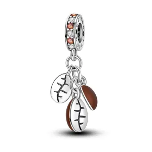 Coffee Bean Charm with Sparkling Crystals