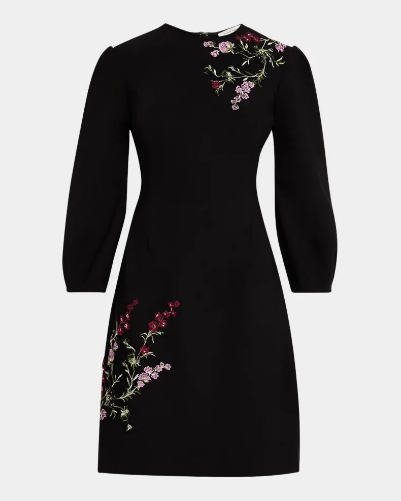 Crepe Floral Applique Dress