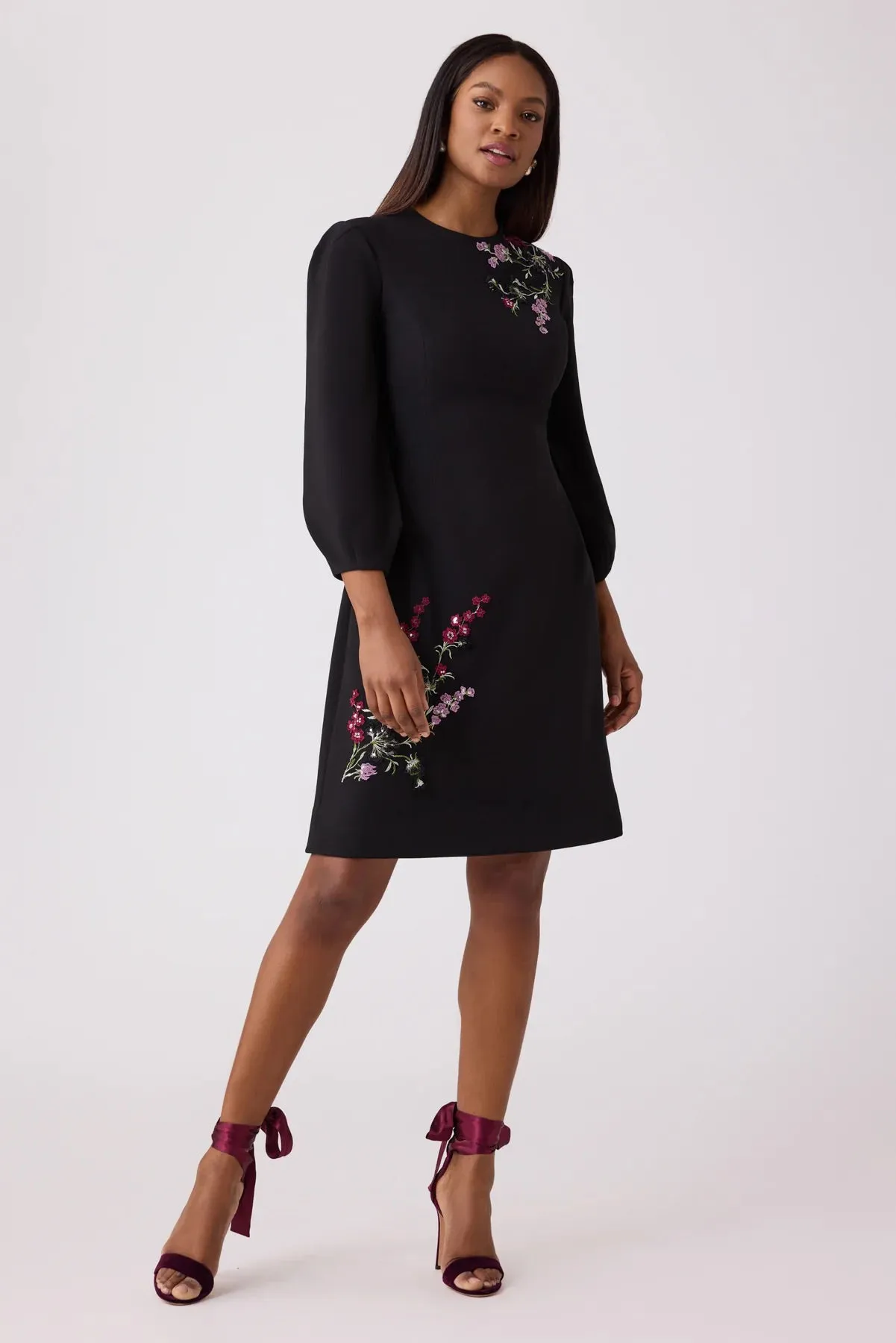 Crepe Floral Applique Dress