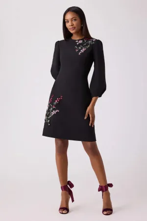 Crepe Floral Applique Dress