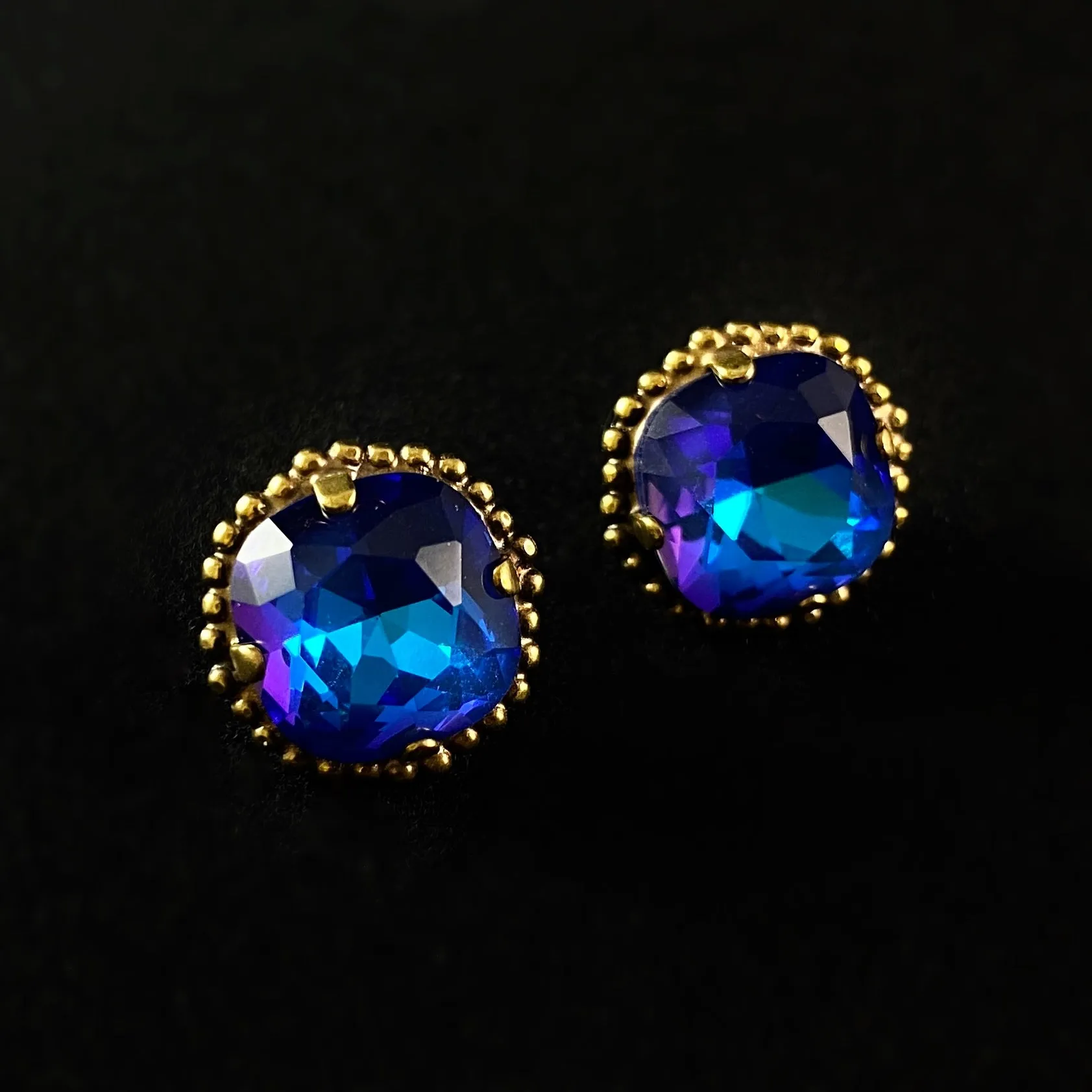 Cushion Cut Crystal Stud Earrings with Decorative Border, Vibrant - Sorrelli