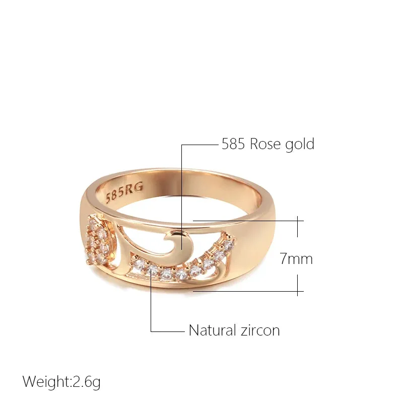 Dazzling Hollow Vintage Pattern AAA  CZ Diamonds Filled 14K Rose Gold Rings for Women Daily Smooth Geometric Jewelry