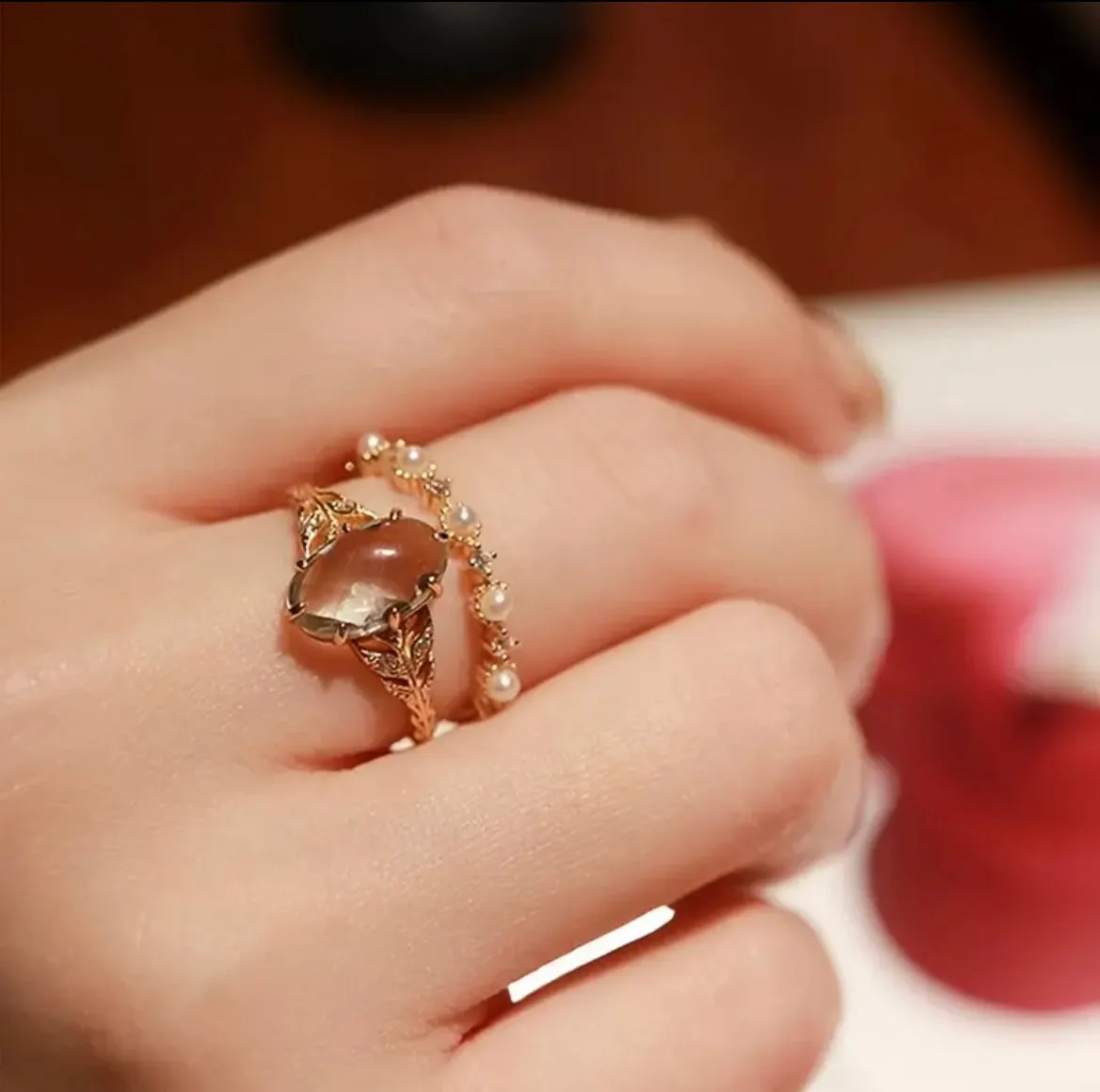 Delicate Freshwater Pearl Inlay Ring