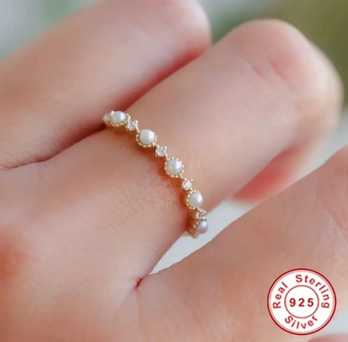 Delicate Freshwater Pearl Inlay Ring