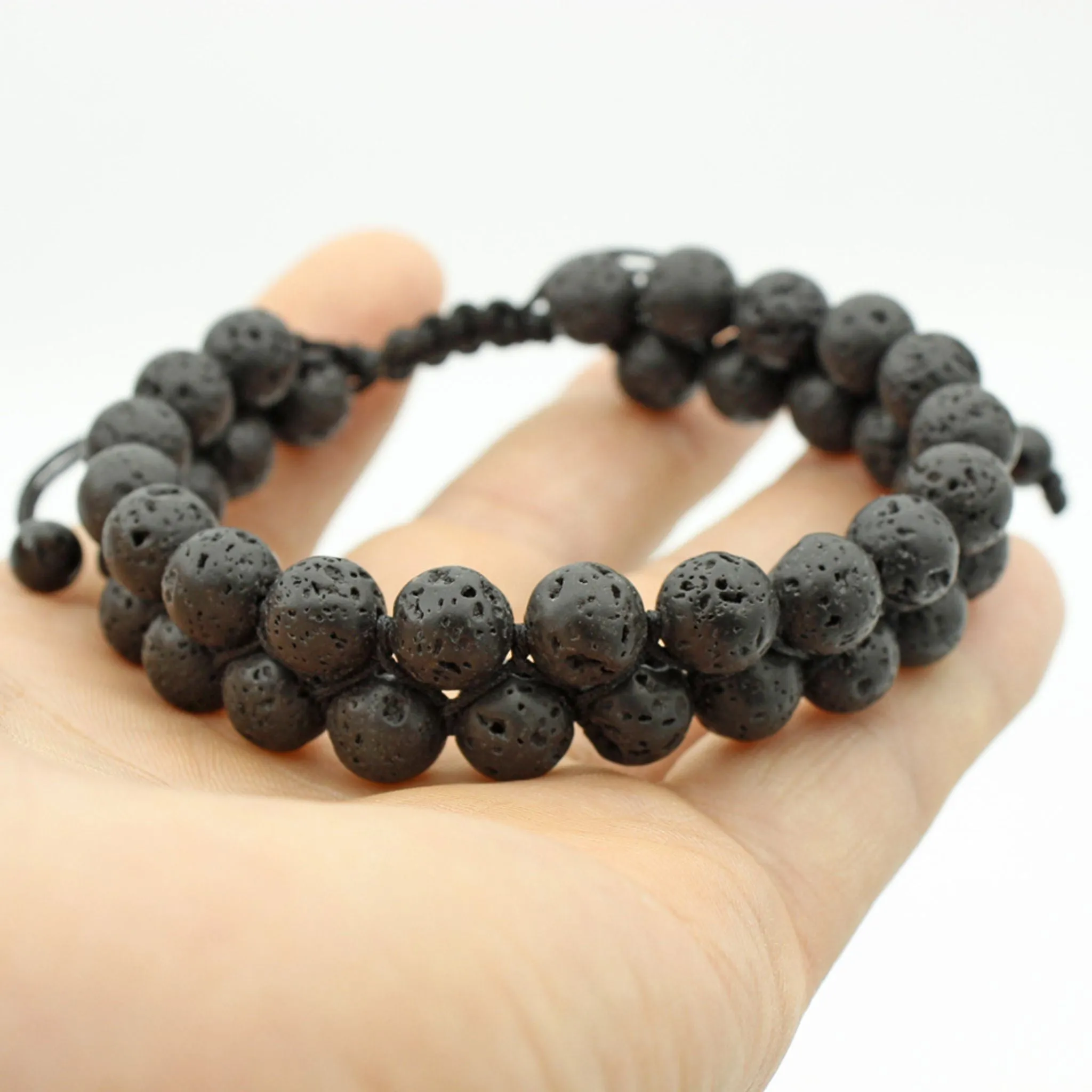 Double Stacked Lava Bead Bracelet