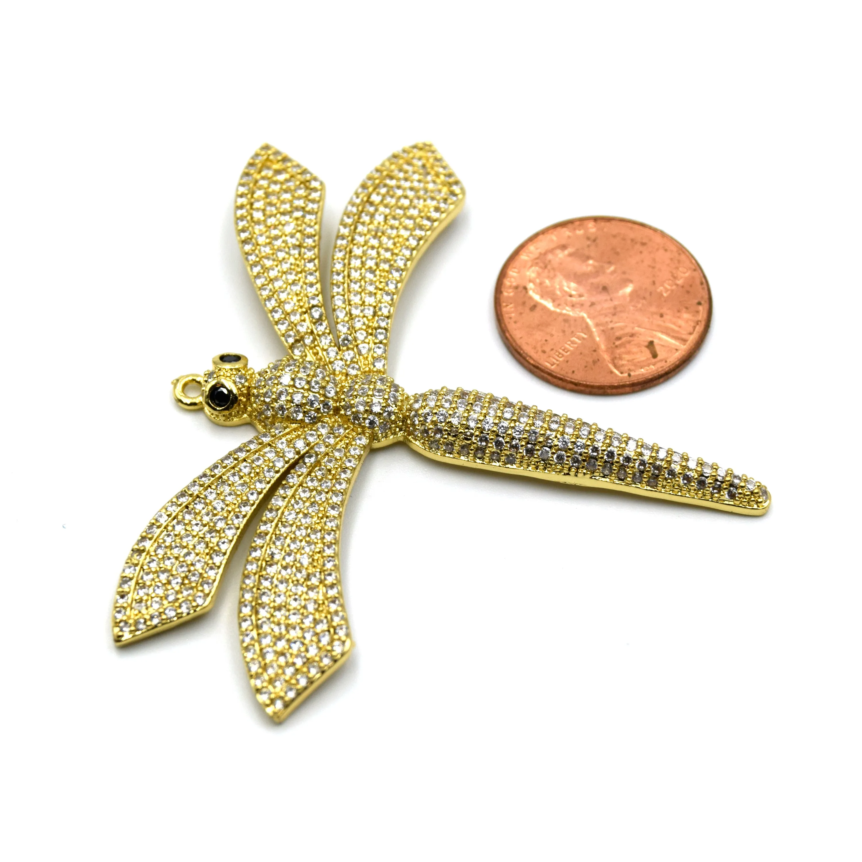 Dragonfly Shaped Cubic Zirconia Focal Pendant for Jewelry Making