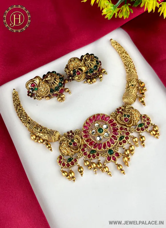 Elegant Gold Plated Designer Necklace With Earrings JH2373