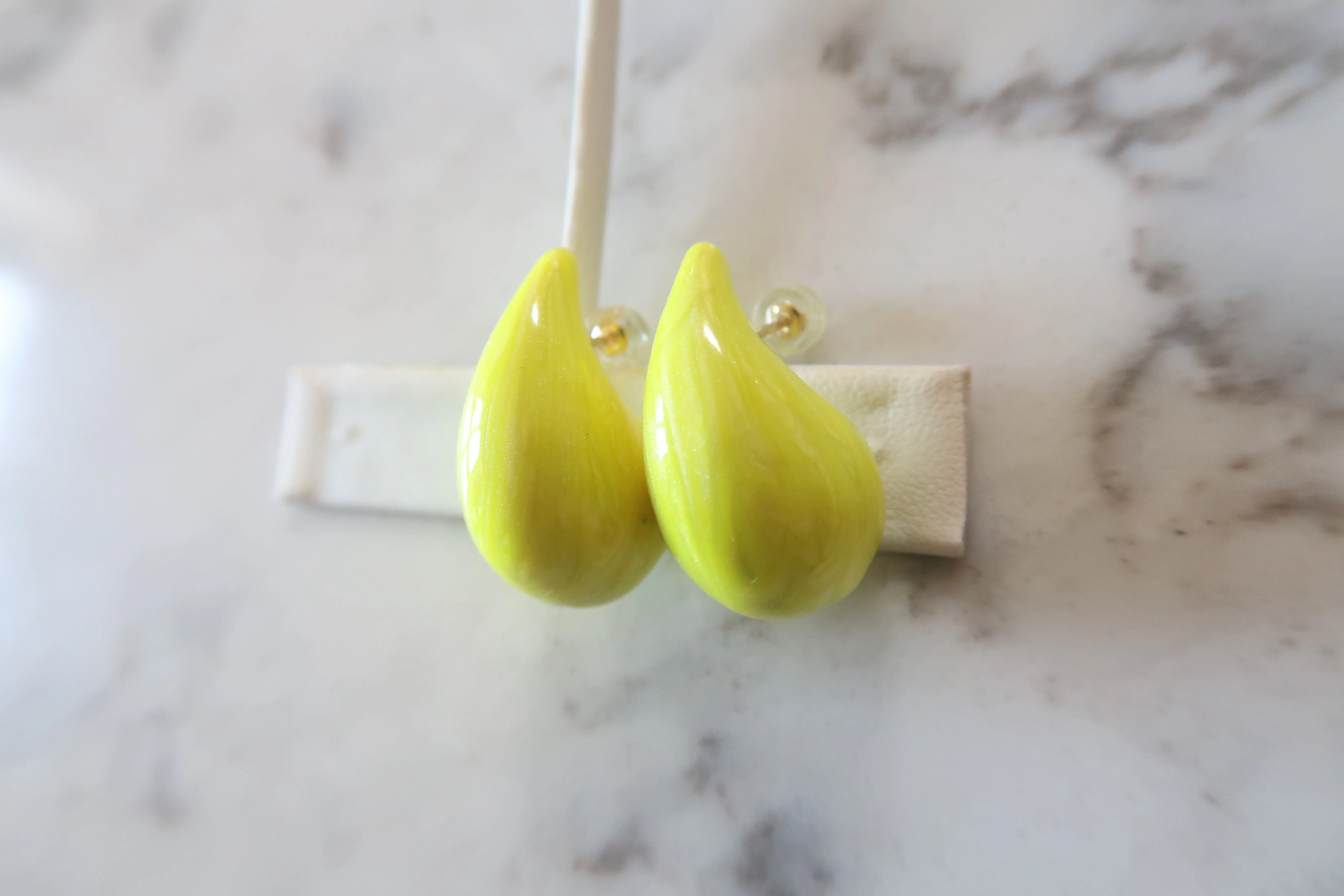 Enamel Raindrop Earrings Yellow