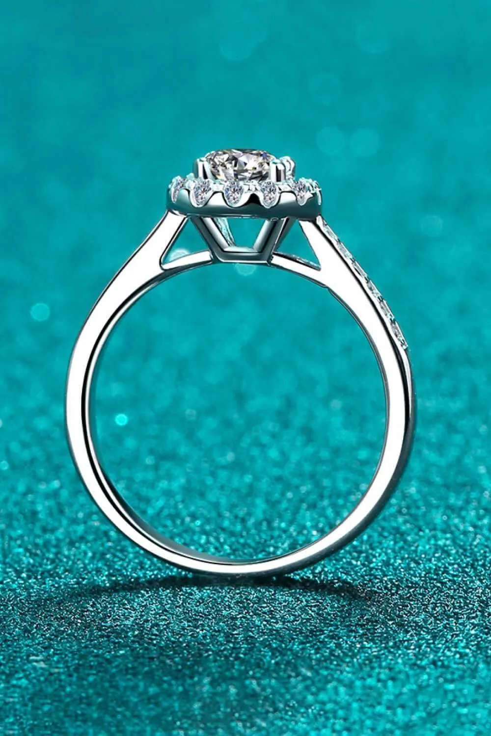 Encrusted Round Cut 1 Carat Moissanite Ring