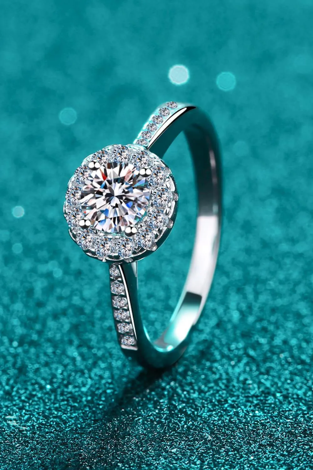 Encrusted Round Cut 1 Carat Moissanite Ring