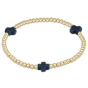 enewton Cross Gold 3mm Bead Bracelet - Navy | 14kt Gold-Filled Beads | No Tarnish Waterproof Jewelry | Stacking Bracelet