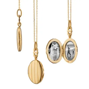 Eve 18K Yellow Gold Slim Pinstripe Locket Necklace