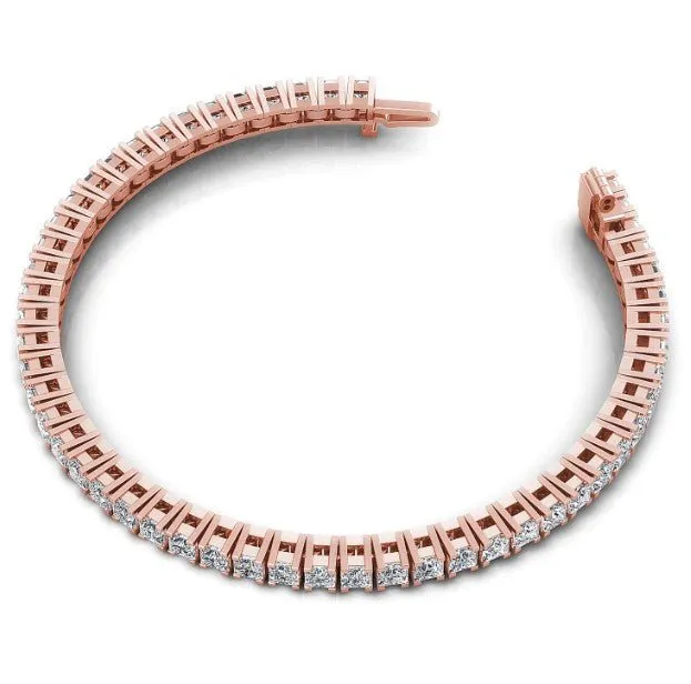 Exquisite 9.00CT Princess Cut Diamond Tennis Bracelet in 14KT Rose Gold