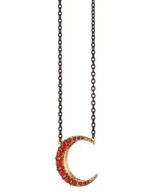 Fire Opal Midi Crescent Necklace