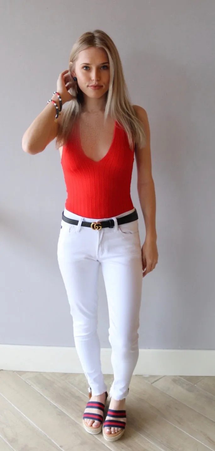FREE PEOPLE RibKnit HOT IN HALTERS Bodysuit