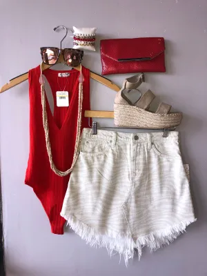 FREE PEOPLE RibKnit HOT IN HALTERS Bodysuit
