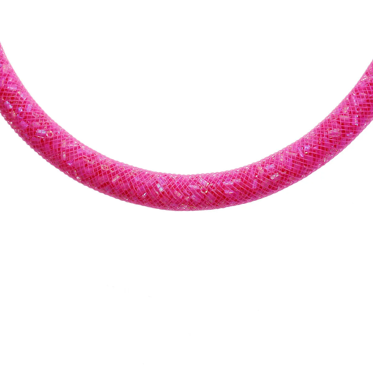 Fuchsia Shiny Rhinestone Crystal Star Glitter Mesh Magnetic Necklace