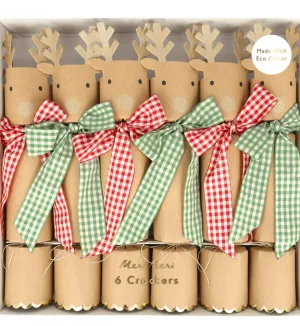 Gingham Bow Reindeer Crackers
