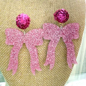 Glitter Pink Bow • Acrylic