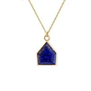 Gold Chain Necklace with Lapis Maison Pendant