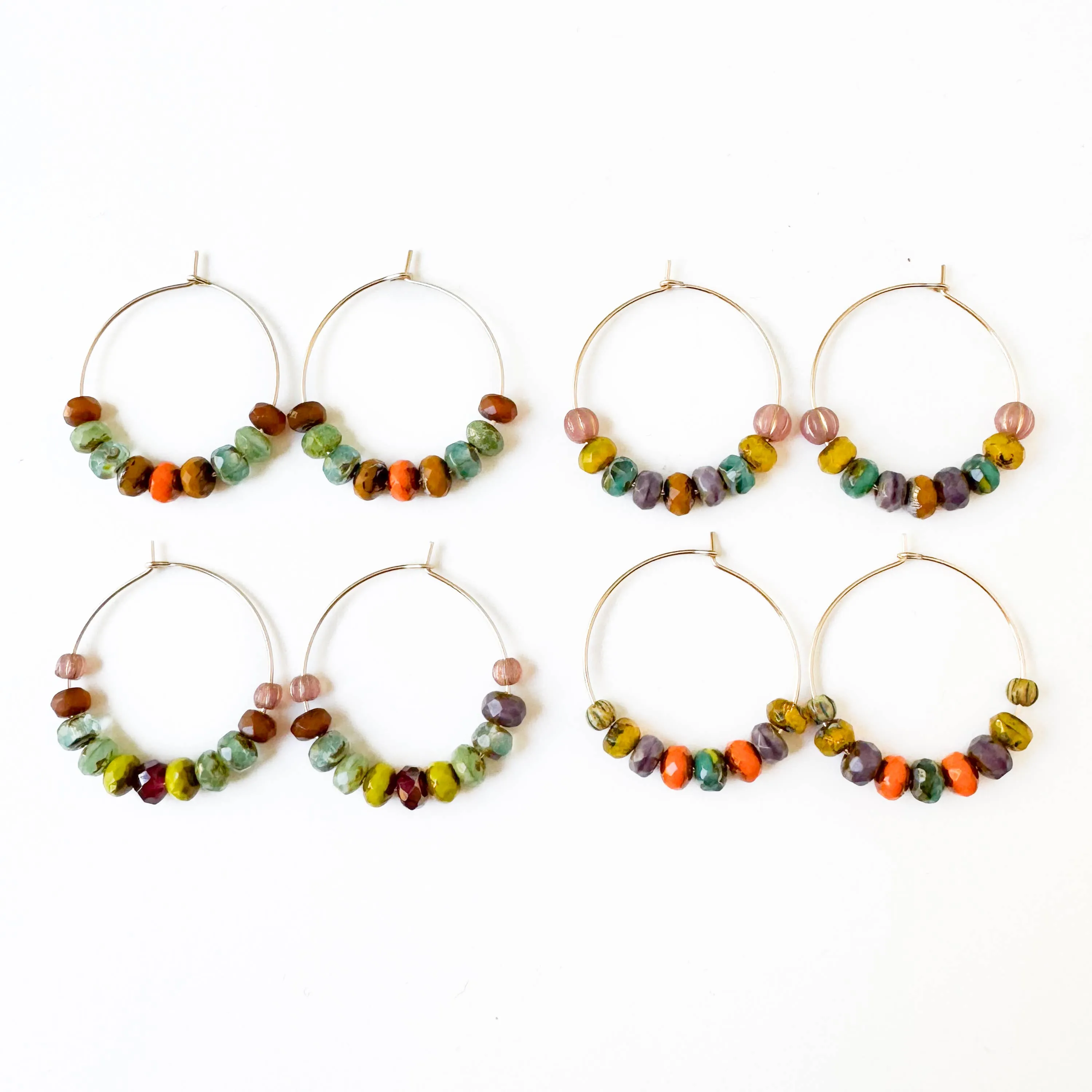 Gold-filled Hoops with small Vibrant Colorful beads